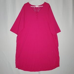 Serenada‎ Nightgown Women 3X Stretch Elbow Sleeve Lace Button Catherines Pajamas